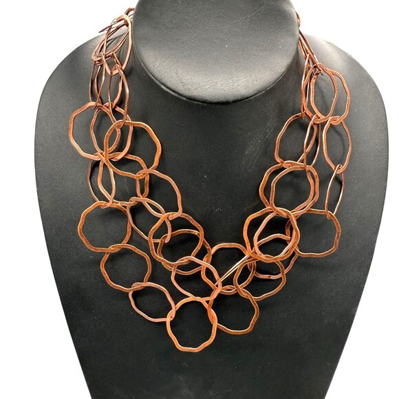 Premier Designs Copper Tone Circle Geometric Layered Statement Neckline - Picture 1 of 6
